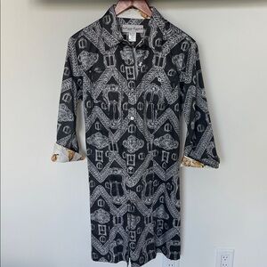 Dizzy Lizzie Black and White Patterned Shirt Dress